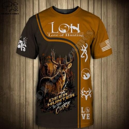 Mens women Deer Hunting t shirt hunter Summer 3d tshirts fishing fish reaper print tees casual short sleeve tops outwear