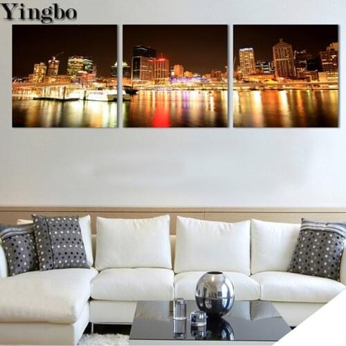 City night landscape Diamond Painting Full Square Round 5D Daimond Embroidery Crystal Painting Mosaic modern decor 3pcs/set