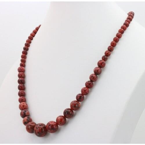 Red Chalcedony Black Spots Round Bead 6-14mm Stone Necklace 18" Women Jewelry Wholesale Retail
