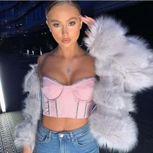 Women Sexy Croset Tube Crop Tops Party Clubwear Off Shoulder Strapless Crystal Sequied Shiny Bralette Top Bandeau Tank Vest 2020