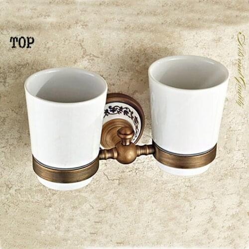 Brass antique porcelain Double tumbler cup holder toothbrush holder bathroom accessory sanitary ware bathroom furniture toilet