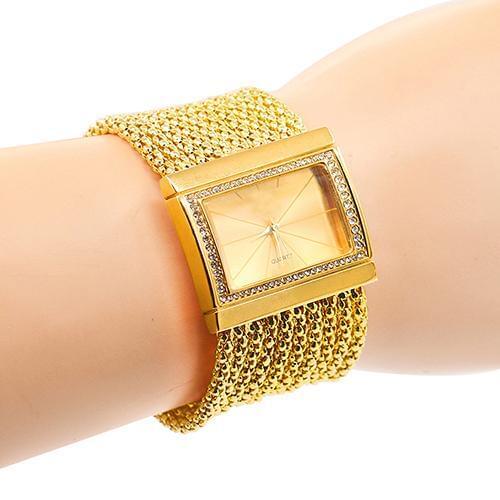Fashion Women Watch Multi-layer Beads Analog Quartz Alloy Golden Band Clock Bracelet Wrist Watch reloj mujer Ladies Watch