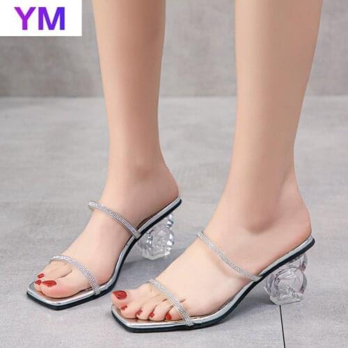 Fashion Womens Sandals PVC Ladies Crystal Elegant Female Shoes Summer Outside Sandals Zapatillas Casa Mujer Sapato Feminino 43