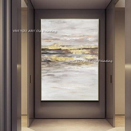 Newest handpainted Oil Painting on Canvas Gold Foil oil Painting abstract artwork Wall Art Picture for Living Room Decor