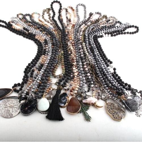 Wholesale Black 20pc Mix Color Necklace Fashion Boho Jewelry Handmade For Women Bohemian Necklaces