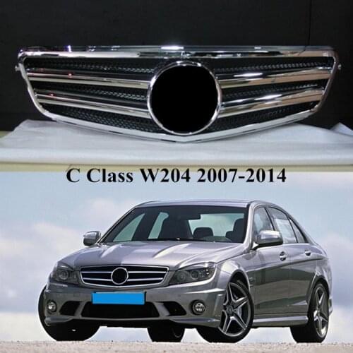 Car Front Grill Grille For B-enz C Class W204 C63 C180 C200 C230 C280 C300 C350 2008 2009 2010 2011 2012 2013 2014 Mesh Grille
