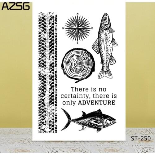 Adventure/Fish/compass Transparent Silicone Stamp for DIY Scrapbooking/Photo Album Decorative Card Making Clear Stamps Supplies