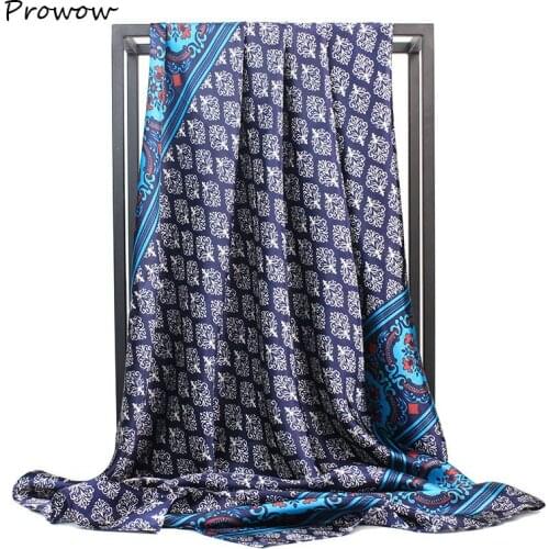 Silk Scarves Women Foulard 90*90cm Square Head Hijab Scarf Ladies chiffon Shawl wrap muffler pareo Bandanna female FJ134