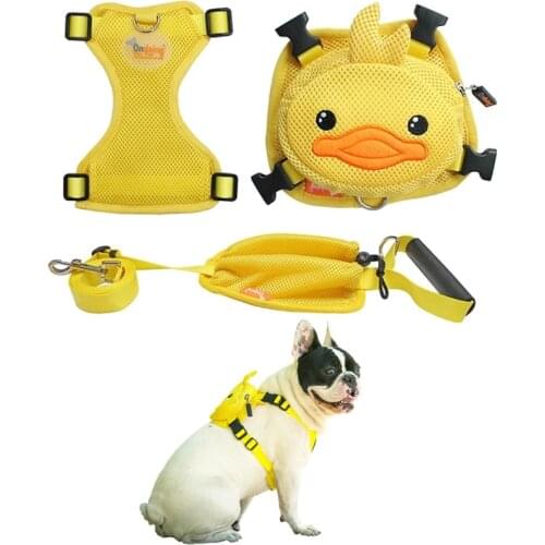 Lovely Pet Vest Chest Strap Dog Cartoon Self-backpack Dog Rope Traction Rope Dog Chain Personalised Dog Harness No Pull Collar