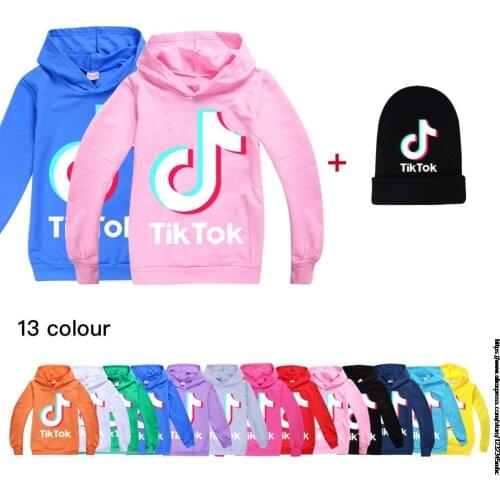 Tik Tok Toddler Baby Kids Boy Girl Kids Hoodies +hat Cute Baby Girl Sweatshirts 13 Colours Hooded For Teenager 2-16Year