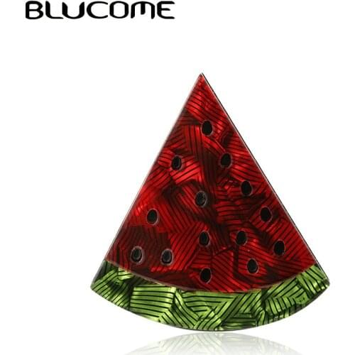 Amazing Price Acrylic Fruit Watermelon Brooches For Women Kids Handmade Suit Collar Clip Brooch Badge Hijab Pins DIY Adornment