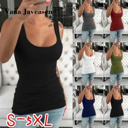Vana Javeasen Women Tank Tops Vest Ladies Summer Casual Elastic Cotton U Neck Tank Sleeveless Slim Vest Tops Under $5 Female Top