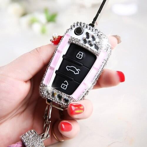 High quality Diamond Crystal Car Key Case Cover For Audi A1 A3 A4 A5 Q7 A6 C5 C6 Auto Remote Holder Shell keychain Accessories