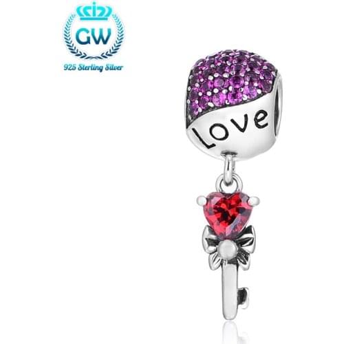 Sterling Silver Jewelry Red Beads Heart Jewelry Diy Pendants For Necklaces Chain & Link Bracelets S248