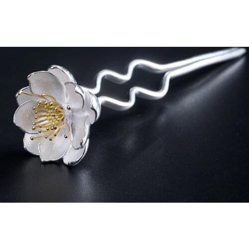 925 Sterling Silver Hair Pins for Women Flower Wedding Accessories Bride Jewelry Hanfu Hair Stick Traditional Chinese Hairpin
