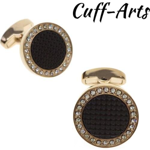 Cuffarts Cufflinks Men 2018 Rose Gold Elegant Round Crystal Setting Cufflinks Jewelry Fashion Cuff Links Father Gifts C20064