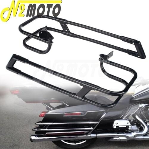 For Harley Touring Road King Saddlebag Guard Support Bracket Guards W/ Rails Motorcycle Saddle Bag Bracket Support Protetion