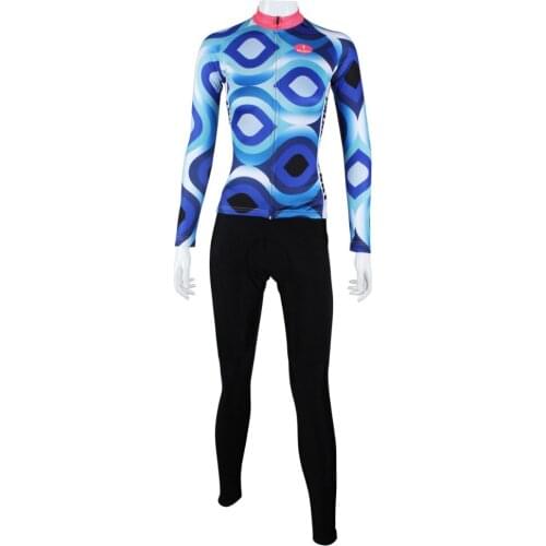 Womens Blue Eye Long Sleeved Cycling Jersey Spring and Summer Cycling Clothing XS-XXL MTB mountain bike sets