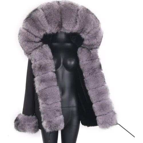 2021 Winter Womens Fur Coat 7XL Natural Fox Fur Collar Womens Coat Thick Warm Parkas Women Jackets Outwear Streetwear