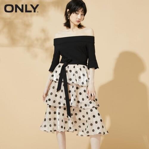 ONLY spring lightly cooked one-shoulder sling stitching cake skirt dress | 120207522