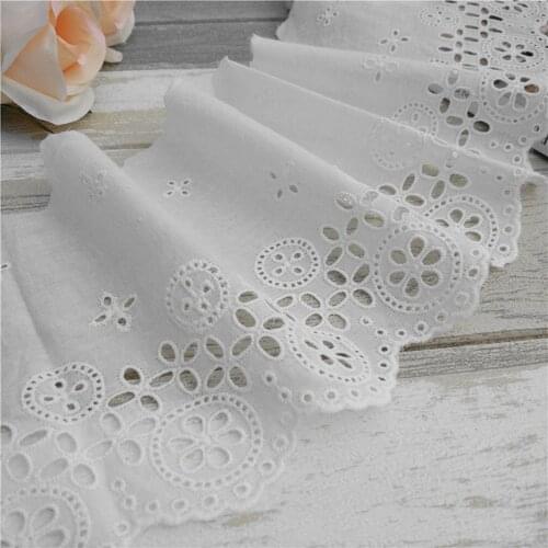 1Yd Floral Embroidery Cotton Vintage Hollow Lace Trim Ribbon Fabric Craft Sewing