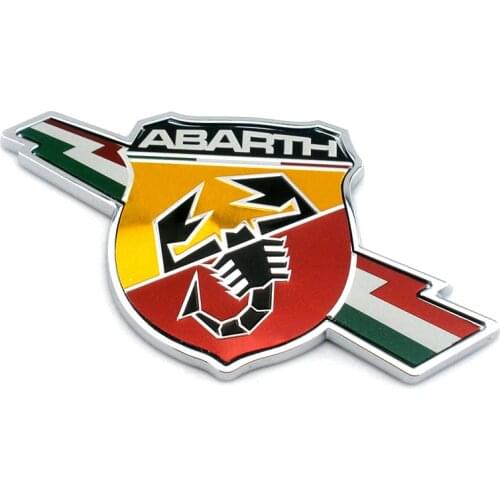 2pcs/lot 3D Metal Car Chromed Emblem Decal Fender Sticker 11.5*5.8mm ABARTH Badge For FIAT 124 125 125 500 695 OT2000 Coupe
