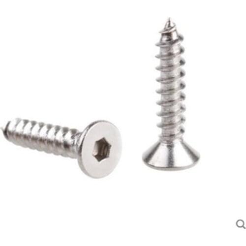 5-50pcs 304 Stainless Steel M3 M4 M5 M6 Flat Hex Countersunk Head Hexagonal Self Tapping Screw