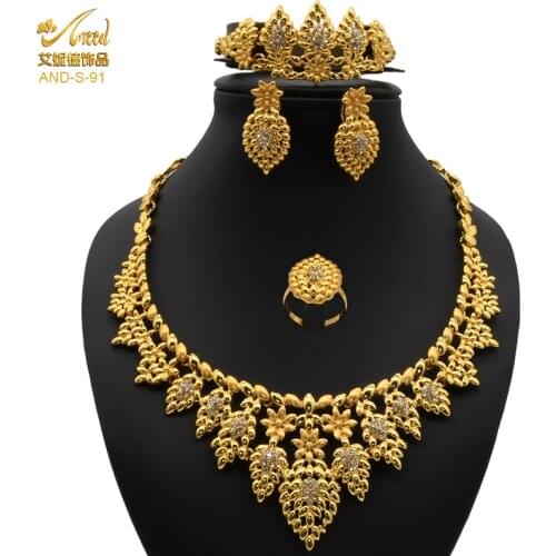 ANIID Jewelery Sets Necklace Pendent For Women Wedding Big Dubai Gold Bracelet Neckless Girls Moroccan Ring Nigeria Ethiopian