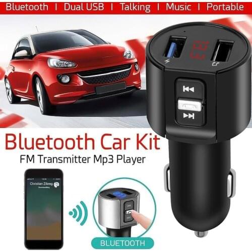 Kebidu Bluetooth FM Transmitter Audio Aux Modulator Dual USB Radio Car Kit Charge Calling Car Handsfree Player MP3