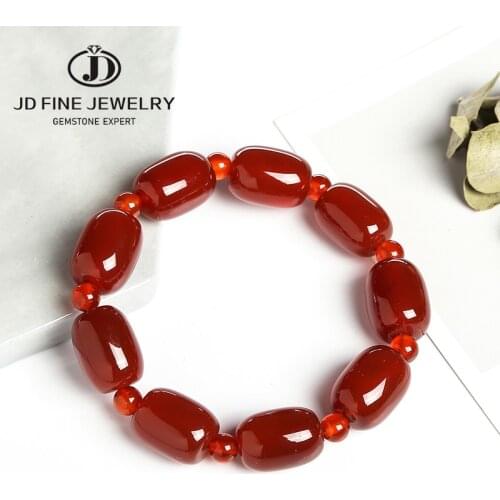 JD Brand 13*18mm Barrel Shape Red Agate Beads Bracelet Hight Quality Big Natural Stone Jewelry Gift For Mom Wholesale Heath