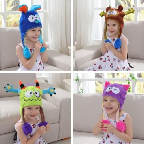 Moving Ear Hat Children Cartoon Knitted Hat Sweet Birthday Party Gift kawaii animal hat festival props