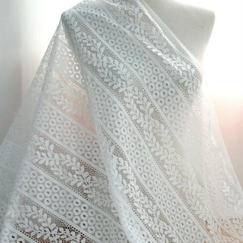 Stretch Lace Fabric Stripe and Hollow Floral Embroidery Elastic Lace Fabric DIY Clothing Accessories Shirt Dress Veil Decoration