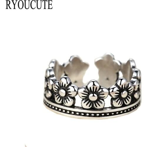 New Arrivals Silver Color Retro Flower Rings for Women Adjustable Open Antique Ring Fashion Jewelry