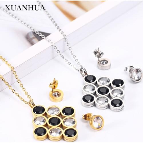 XUANHUA Stainless Steel Jewelry Woman Vogue 2019 Charm Jewelry Sets Necklace Earrings Set Fine Jewelry Accessories Mass Effect