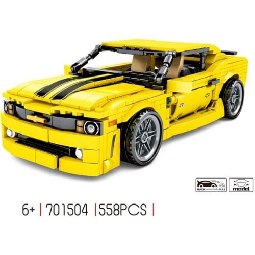 Technical speed building block Chevrolets muscle car simulation model bricks Camaroes pull back vehicle toys for boys gifts