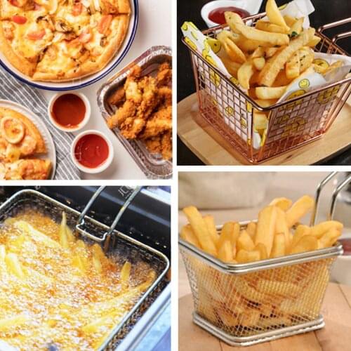 French Fries Basket Portable Frying Basket with Handle Strainer Fryer Stainless Steel Food Gadget Tool Cooking Chef Basket