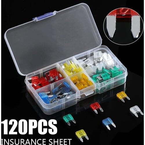Mayitr 120Pcs Mini Fuses 5A 10A 15A 20A 25A 30Amp Assorted Small Size Circuit Fuse Set Universal for Car Truck Fuse