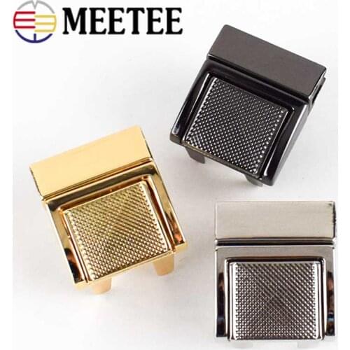 Meetee 2pcs 26X30mm/35X40mm Metal Mortise Lock Clasp Bag Twist Locks Snap Buckle DIYHandbag Closure Lockstitch Buckles Accessory