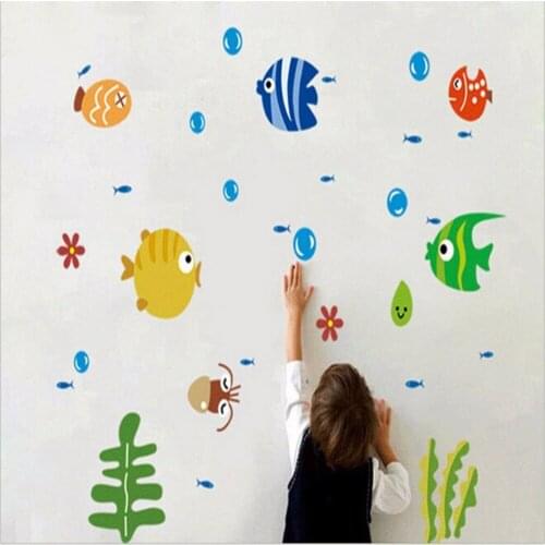 Stickers in the Bathroom For Children For Swimming Bubble Fishes Stickers in the Bath For Kids DIY Decoration Bathtub Adhesive