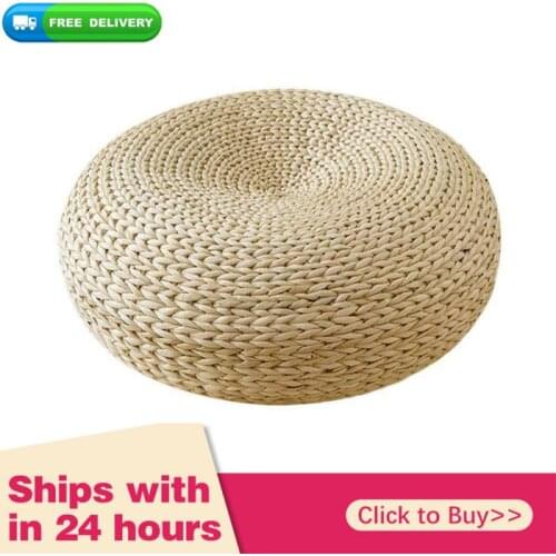 1 Pcs Natural Straw Round Pouf Tatami Cushion Floor Cushions Meditation Yoga Round Mat Chair Cushion Japanese-style Cushion Hot