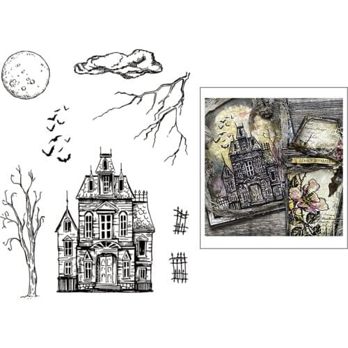 2021 New Halloween Castle Clear Stamps Animal Bat and Haunted House Scrapbooking For Crafts Card Making no Metal Cutting Dies