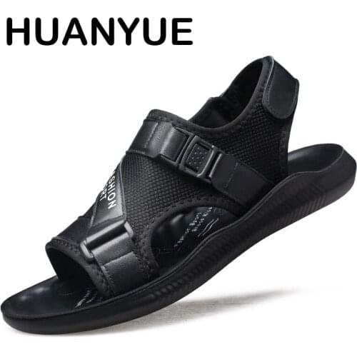 New Summer Men Sandals Breathable Mesh Mens Casual Shoes Fashion Beach Sandals Black Mesh Men Shoes Non-slip Wear-resistant