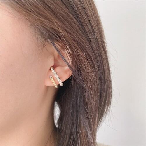 New Style Gorgeous Gold Color Plating Clear Stone Decorated U Stud Earrings For Women Girl Chic Unique Ear Accessory
