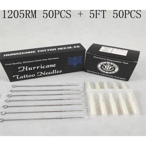 Tattoo Needle Tips (5RM+5FT) 50pcs Disposable Sterile Tattoo Needle+50pcs Disposable Tattoo Tips Mixed