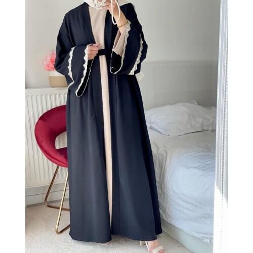 Open Abaya Dubai Turkey Muslim Hijab Dress 2021 Fashion Kimono Cardigan Kaftan Evening Gowns Islamic Clothing Djellaba Femme