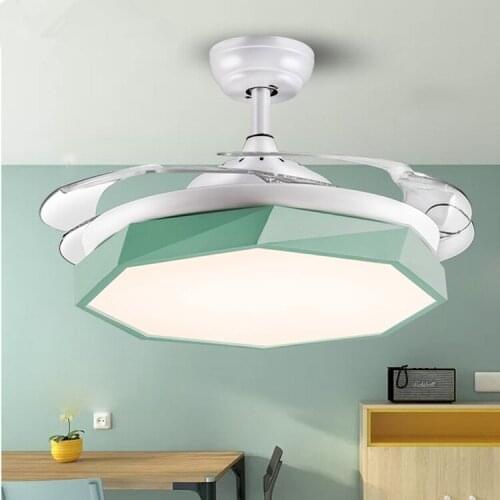Macarone fan lights northern Europe ceiling fan lights modern simple dining room household with fan ceiling lamp living room LED