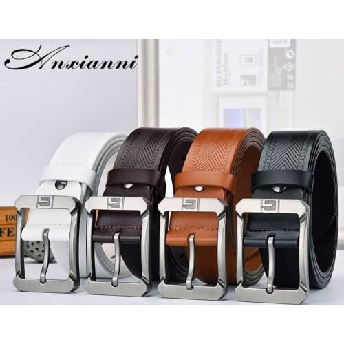 Mens Extended Luxury Fashion Belt High Quality Natural Leather Casual Business Designer Retro Pin Belt Men