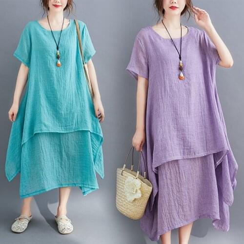 Summer Sundress Elegant Solid A-line Dress Loose Casual O Neck Short-Sleeve Maxi Harajuku Oversized Femme Beach Dresses