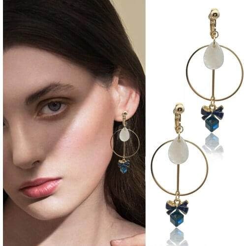 Earrings Temperament Korean Simple Wild Dangle Earrings Personality Water Drop Clip on Earrings Parties for Women Jewellery