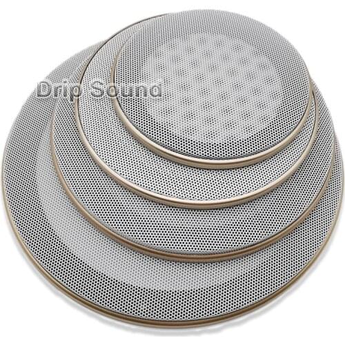 For 4"/5"/6.5"/8" inch Car Audio Speaker Conversion Net Cover Decorative Circle Metal Mesh Grille Protection #Golden+White